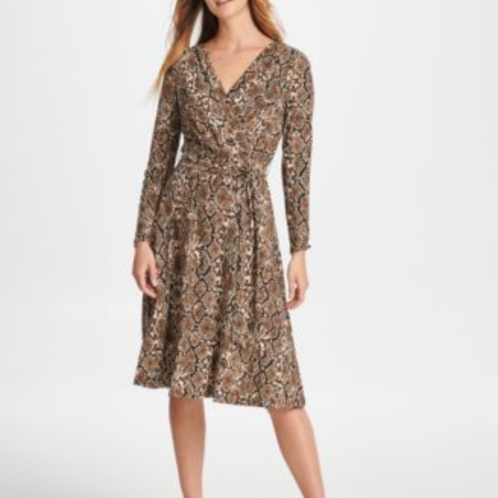 DKNY ANIMAL PRINT FAUX WRAP SZ 16